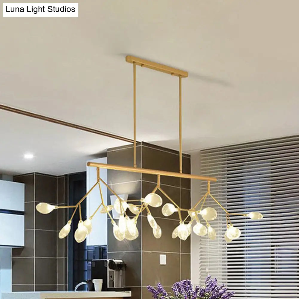 Modernist Clear Glass Dining Table Ceiling Pendant - Firefly Hanging Island Light In Black/Gold