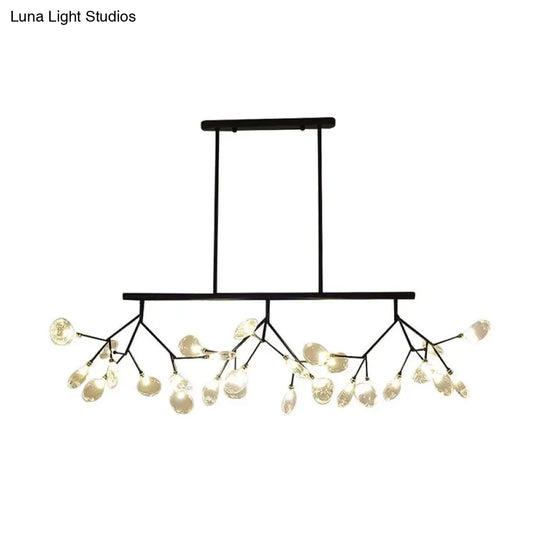 Modernist Clear Glass Dining Table Ceiling Pendant - Firefly Hanging Island Light In Black/Gold