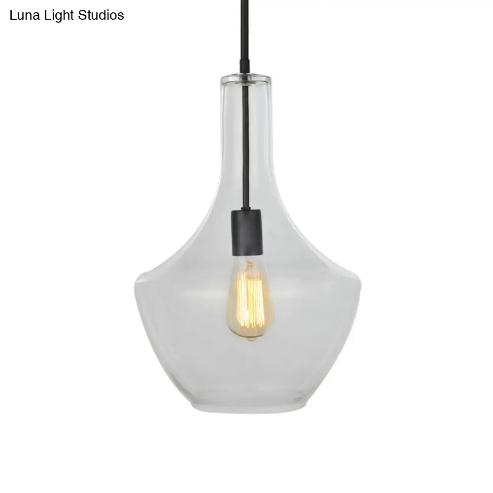 Modernist Clear Glass Pendant Lamp - Urn Shape | 10.5’/12’/14’ Wide 1 Light Black Hanging For