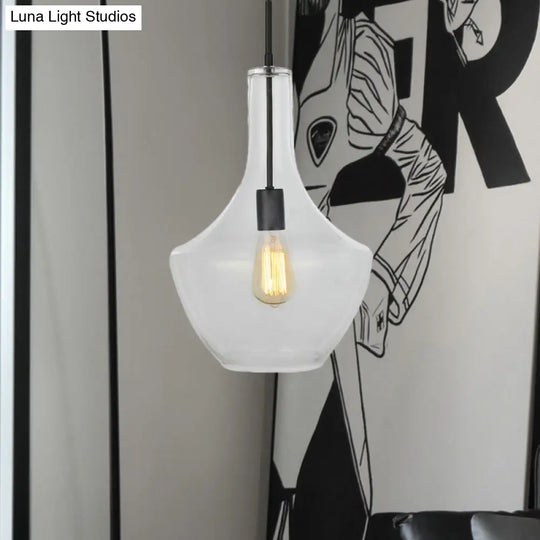 Modernist Clear Glass Pendant Lamp - Urn Shape | 10.5’/12’/14’ Wide 1 Light Black Hanging For