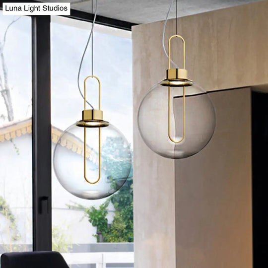 Modernist Clear Glass Sphere Pendant Ceiling Light With 1 In Gold/Chrome/Rose Gold And White