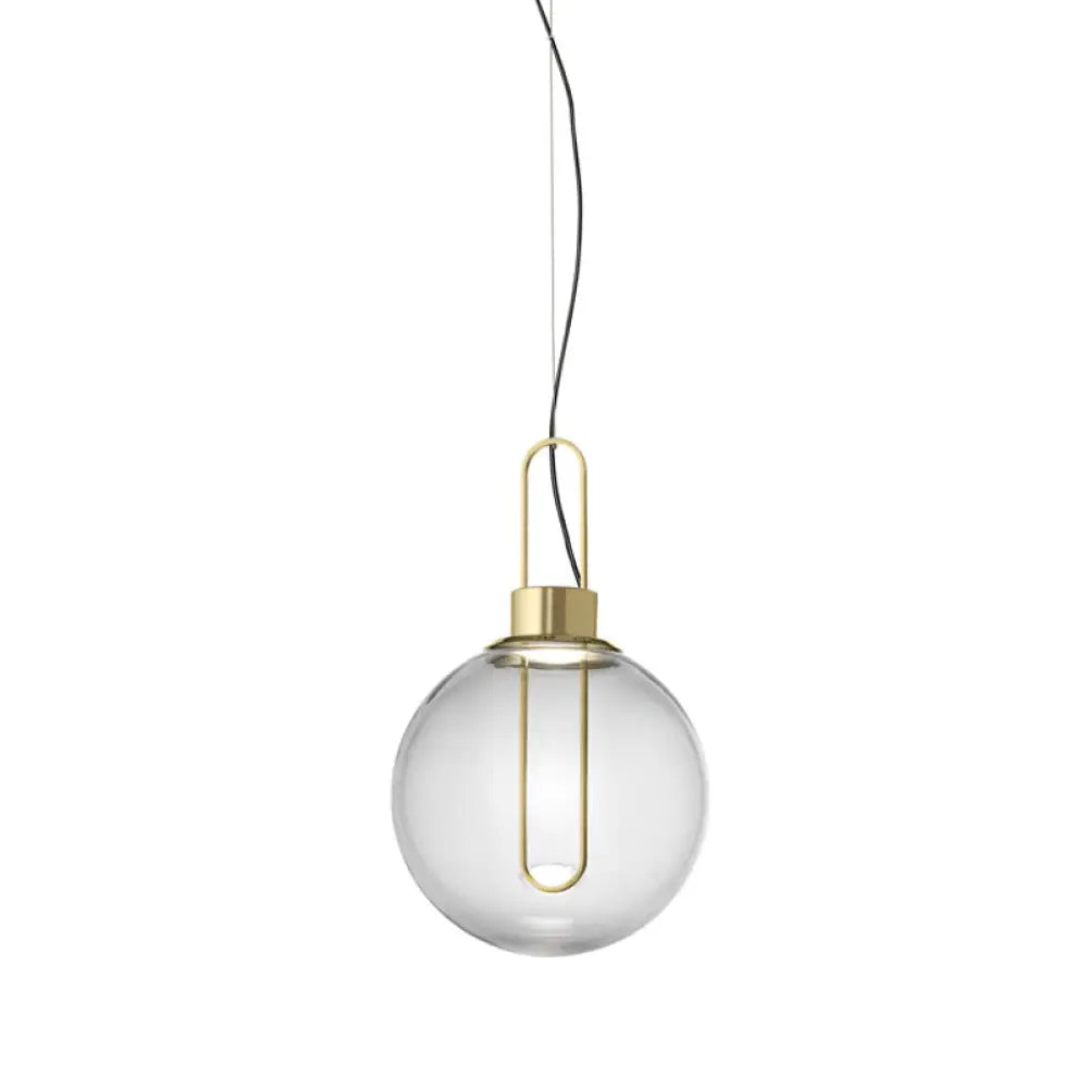 Modernist Clear Glass Sphere Pendant Ceiling Light With 1 In Gold/Chrome/Rose Gold And White