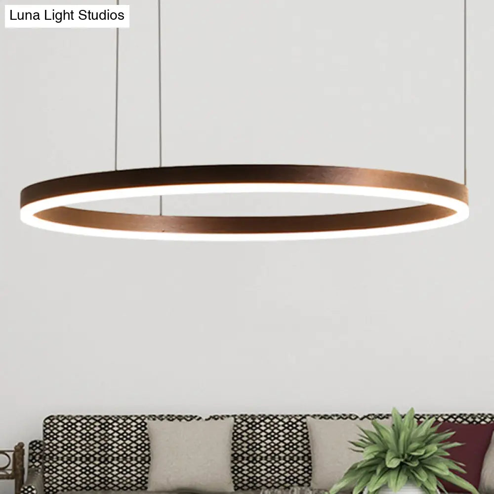 Modernist Coffee Chandelier: White/Warm Led Hanging Ceiling Light Fixture With 1/3/4 Lights Metal