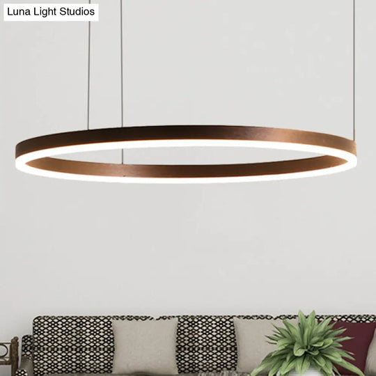 Modernist Coffee Chandelier: White/Warm Led Hanging Ceiling Light Fixture With 1/3/4 Lights Metal