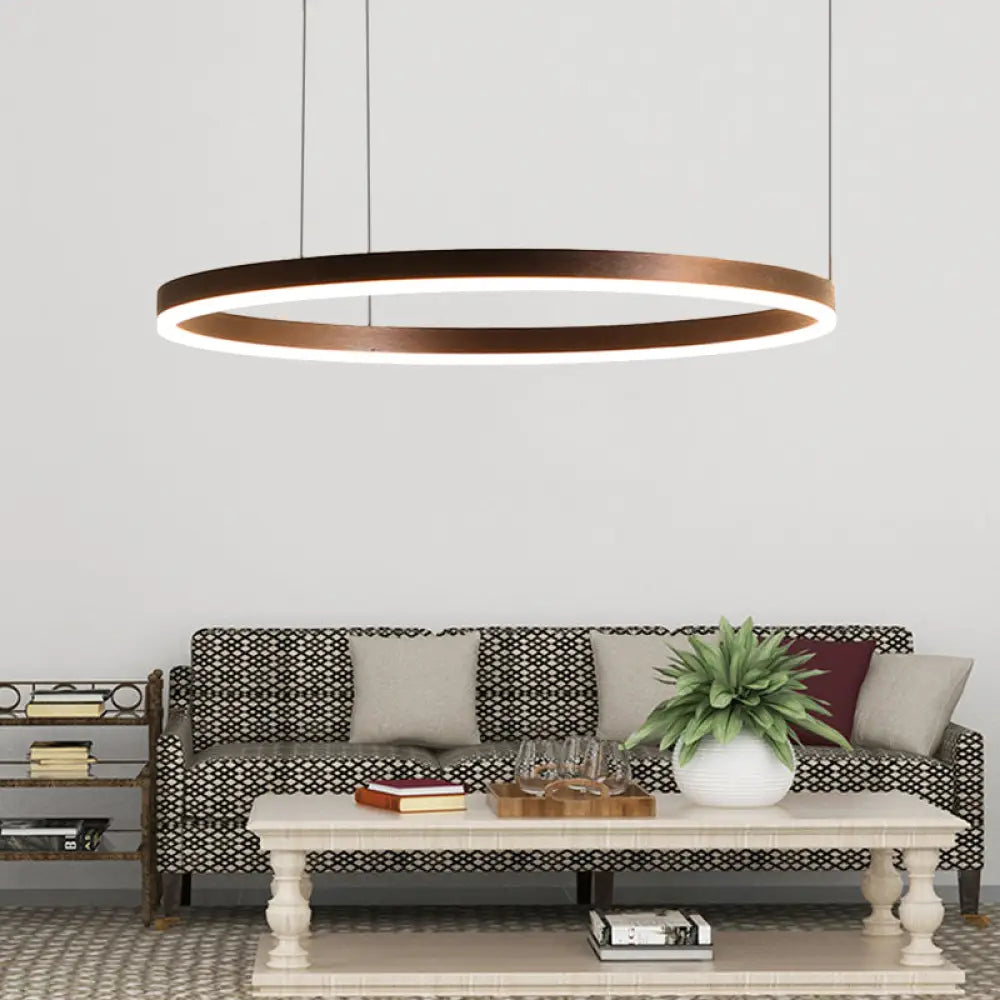 Modernist Coffee Chandelier: White/Warm Led Hanging Ceiling Light Fixture With 1/3/4 Lights Metal