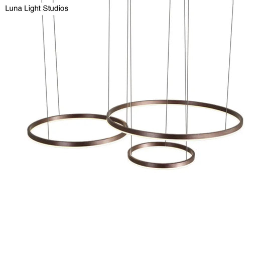 Modernist Coffee Chandelier: White/Warm Led Hanging Ceiling Light Fixture With 1/3/4 Lights Metal