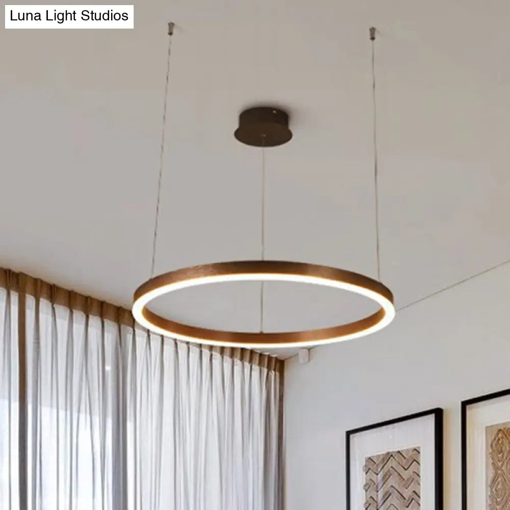 Modernist Coffee Chandelier: White/Warm Led Hanging Ceiling Light Fixture With 1/3/4 Lights Metal