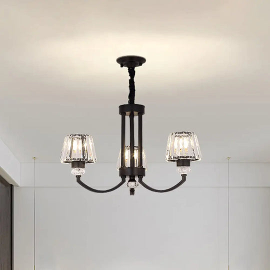 Modernist Cone Crystal Pendant Chandelier - 3/6 Lights Black Dining Room Ceiling Hanging Fixture 3 /