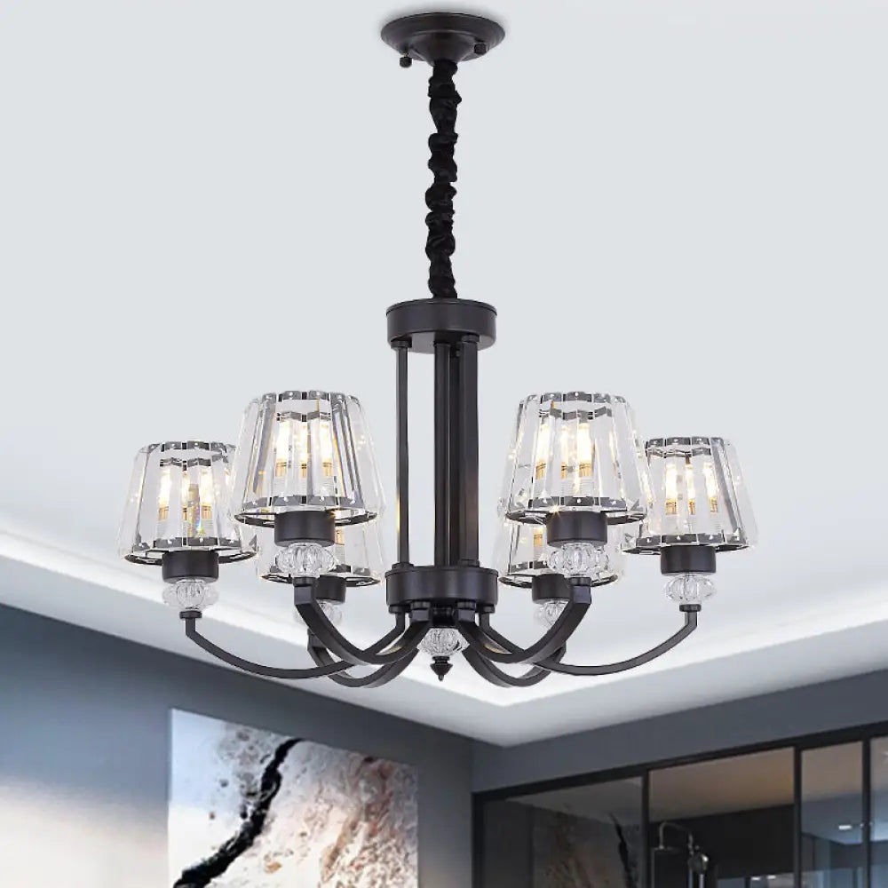 Modernist Cone Crystal Pendant Chandelier - 3/6 Lights Black Dining Room Ceiling Hanging Fixture 6 /