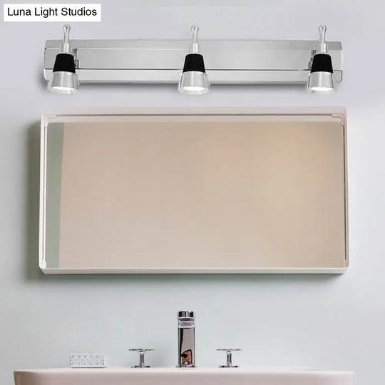 Modernist Cone Vanity Light: 2/3-Light Bathroom Wall Lamp In Aluminum With Warm/White Lighting