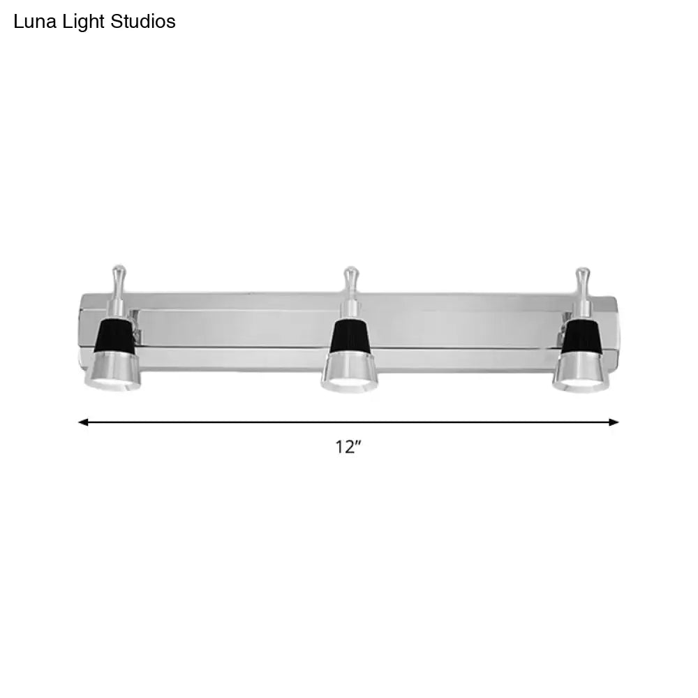 Modernist Cone Vanity Light: 2/3-Light Bathroom Wall Lamp In Aluminum With Warm/White Lighting