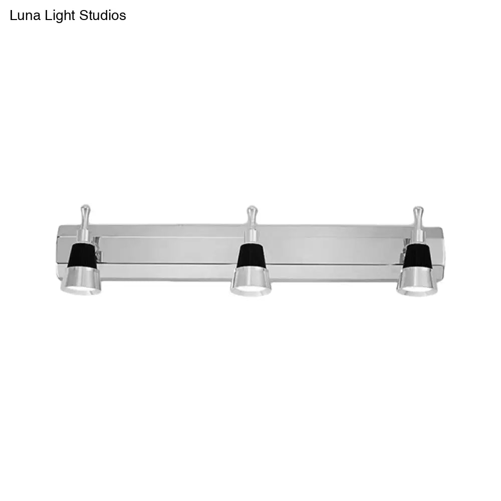 Modernist Cone Vanity Light: 2/3-Light Bathroom Wall Lamp In Aluminum With Warm/White Lighting