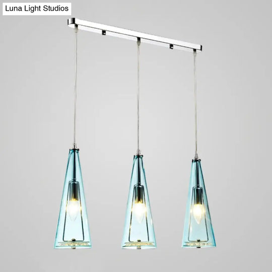 Modernist Conical Glass Pendant Light - 3-Head Multi-Light Hanging Ceiling Fixture For Dining Room