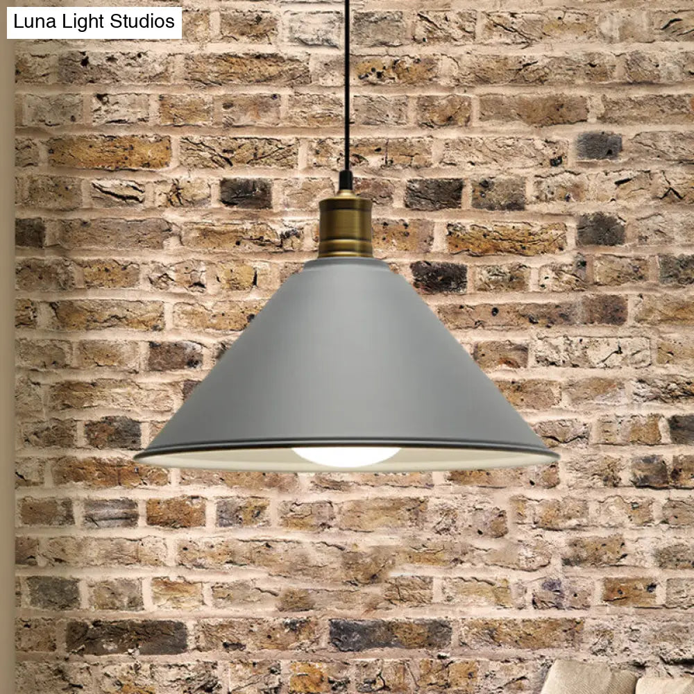 Modern Conical Metal Ceiling Pendant Light In Orange And Yellow/Yellow - 12/14 Width Grey / 12