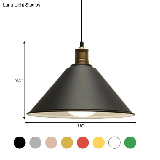 Modern Conical Metal Ceiling Pendant Light In Orange And Yellow/Yellow - 12/14 Width