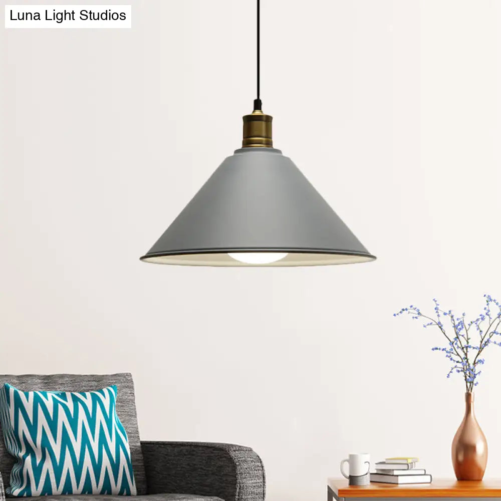 Modern Conical Metal Ceiling Pendant Light In Orange And Yellow/Yellow - 12/14 Width