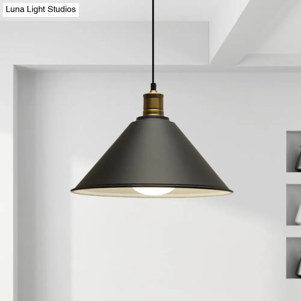 Modern Conical Metal Ceiling Pendant Light In Orange And Yellow/Yellow - 12/14 Width Black / 12