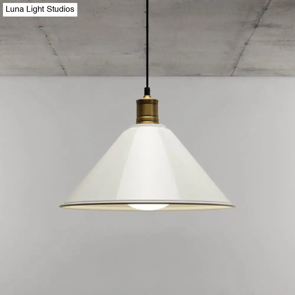 Modern Conical Metal Ceiling Pendant Light In Orange And Yellow/Yellow - 12/14 Width White / 12