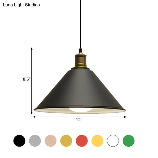 Modern Conical Metal Ceiling Pendant Light In Orange And Yellow/Yellow - 12/14 Width