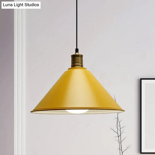 Modern Conical Metal Ceiling Pendant Light In Orange And Yellow/Yellow - 12/14 Width Yellow / 12