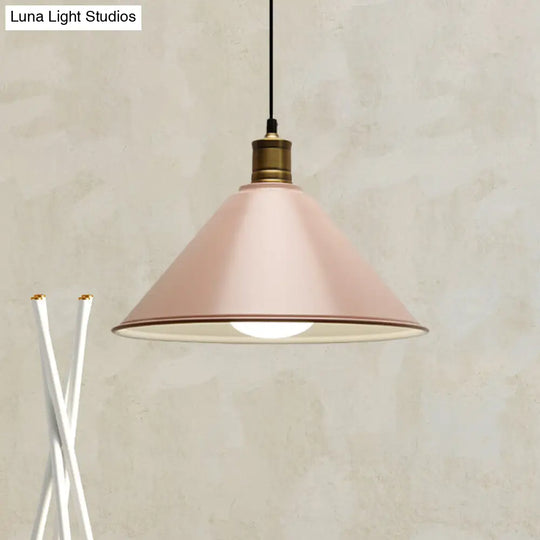 Modern Conical Metal Ceiling Pendant Light In Orange And Yellow/Yellow - 12/14 Width Pink / 12