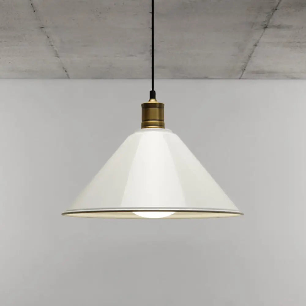 Modernist Conical Metal Ceiling Pendant Light - Orange/Yellow 12’/14’ Width White / 12’