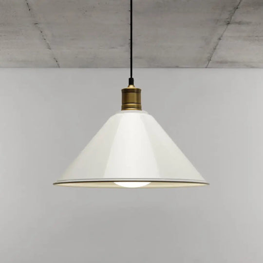 Modernist Conical Metal Ceiling Pendant Light - Orange/Yellow 12’/14’ Width White / 12’