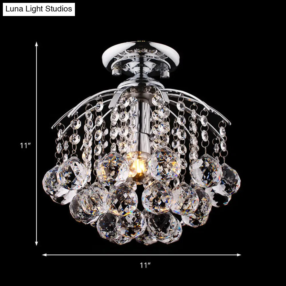 Modernist Crystal Cascade Porch Flush Mount Ceiling Light