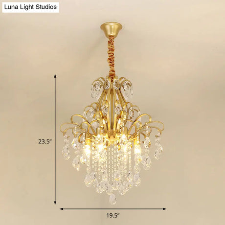 Modernist Crystal Chandelier Pendant Light With 3/6 Heads In Black/Gold - Perfect For Bedroom