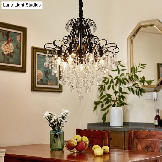 Modernist Style Crystal Chandelier With 3/6 Heads - Black/Gold Ceiling Pendant Light For Bedroom