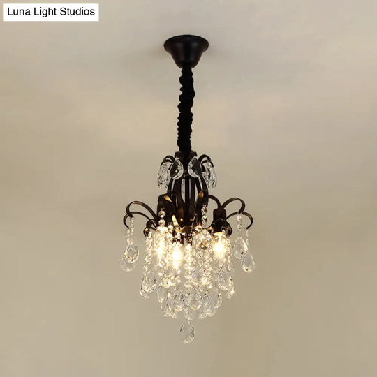 Modernist Crystal Chandelier Pendant Light With 3/6 Heads In Black/Gold - Perfect For Bedroom