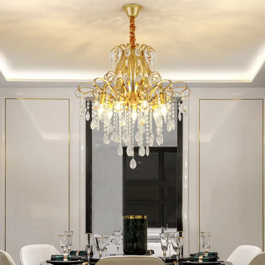 Modernist Crystal Chandelier Pendant Light With 3/6 Heads In Black/Gold - Perfect For Bedroom 7 /