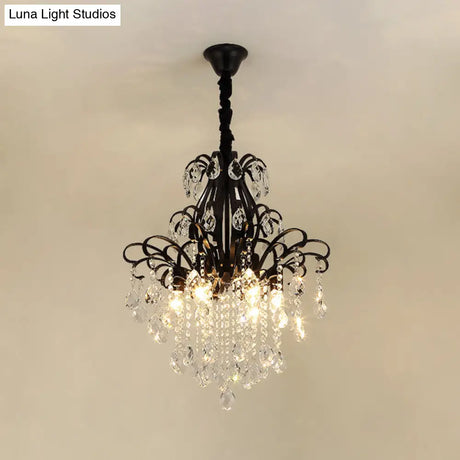 Modernist Crystal Chandelier Pendant Light With 3/6 Heads In Black/Gold - Perfect For Bedroom