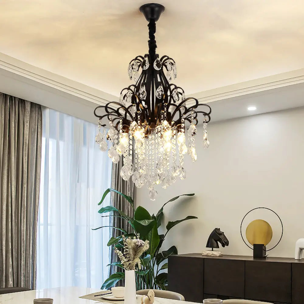 Modernist Crystal Chandelier Pendant Light With 3/6 Heads In Black/Gold - Perfect For Bedroom 6 /