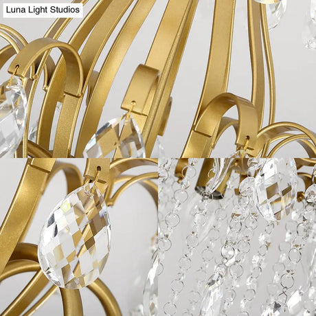 Modernist Crystal Chandelier Pendant Light With 3/6 Heads In Black/Gold - Perfect For Bedroom