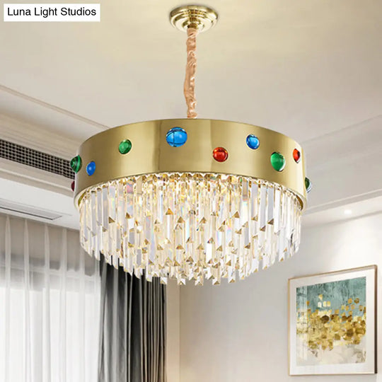 Modernist Crystal Chandelier With Gem Decoration - 8 Heads Gold Finish