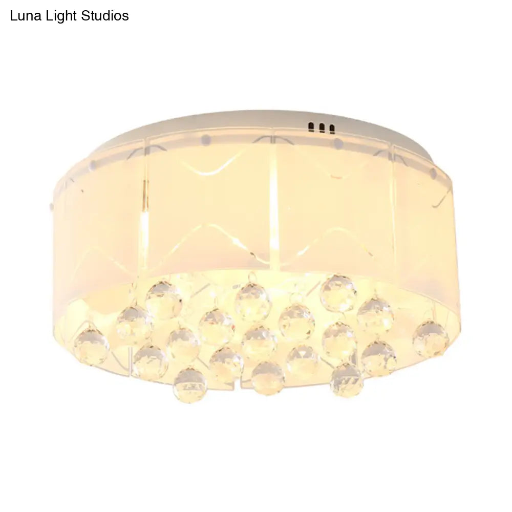 Modernist Crystal Flush Mount Lighting With Multi Lights - 18’/19.5’ Wide White Led Fixture