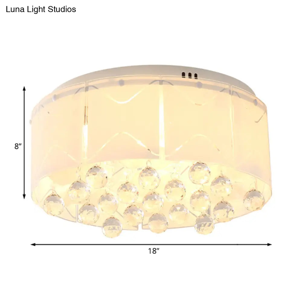 Modernist Crystal Flush Mount Lighting With Multi Lights - 18/19.5 Wide White Led Fixture