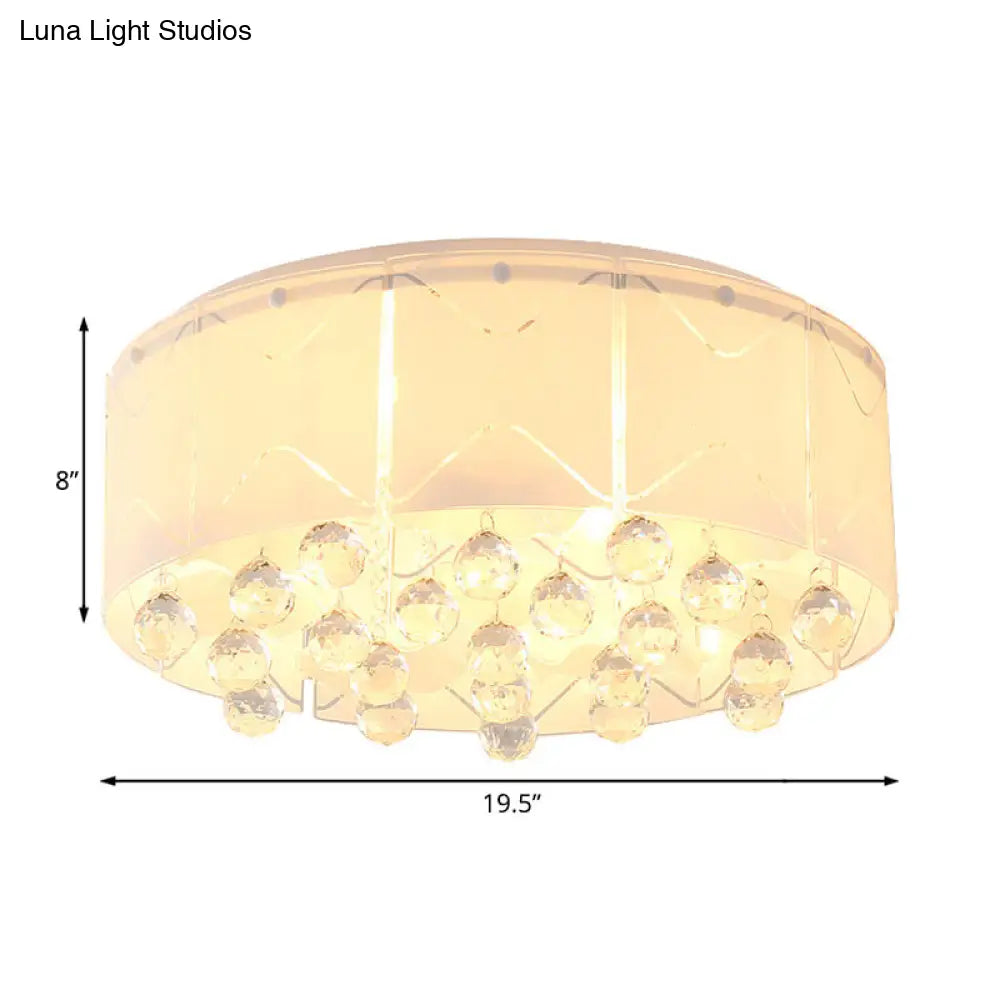 Modernist Crystal Flush Mount Lighting With Multi Lights - 18/19.5 Wide White Led Fixture