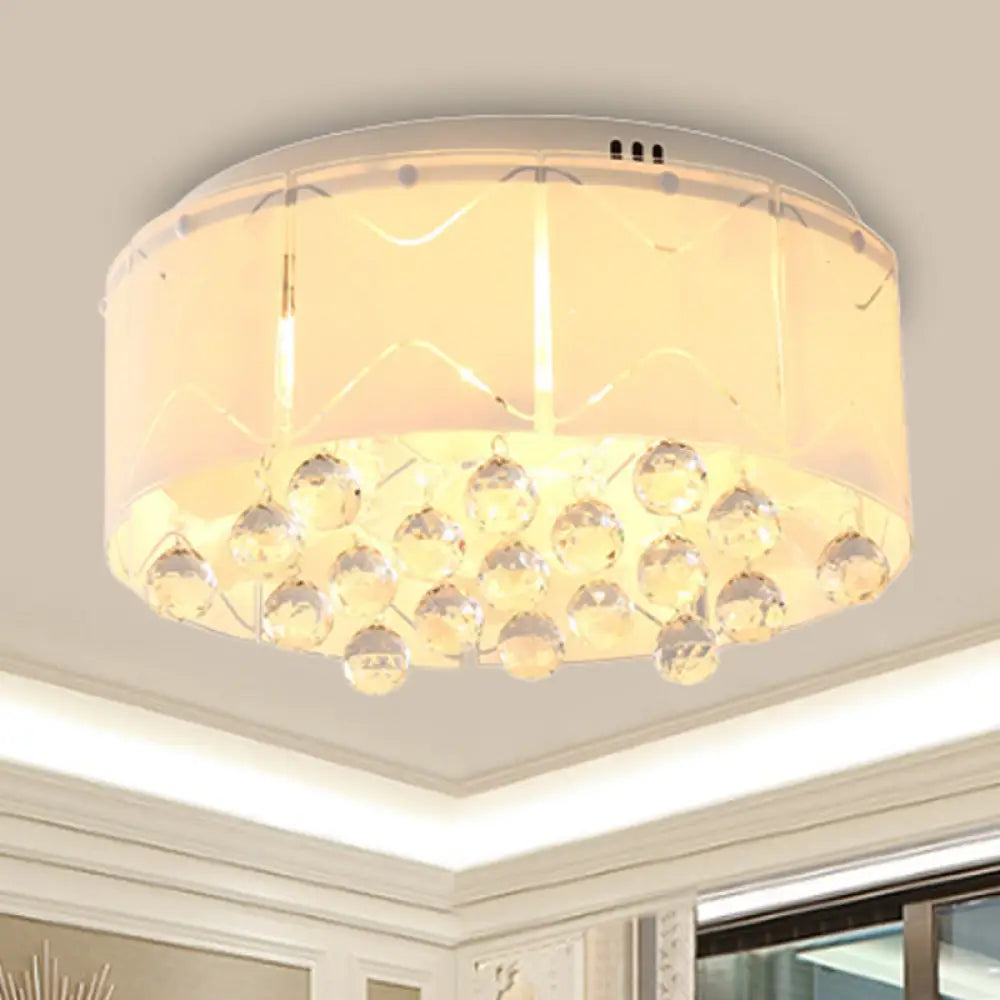 Modernist Crystal Flush Mount Lighting With Multi Lights - 18’/19.5’ Wide White Led Fixture / 18’