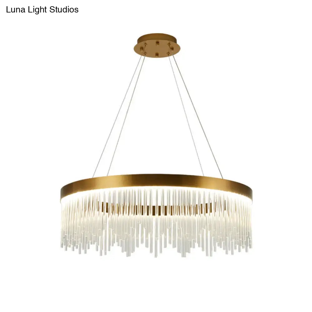 Modern Crystal Tube Hanging Chandelier | Led Brass Ceiling Pendant Light Warm/White 16/23.5/31.5