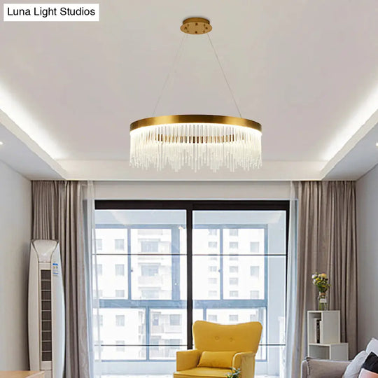 Modern Crystal Tube Hanging Chandelier | Led Brass Ceiling Pendant Light Warm/White 16/23.5/31.5