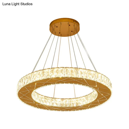 Modernist Crystal Led Chandelier - Circular Hanging Light Fixture For The Bedroom