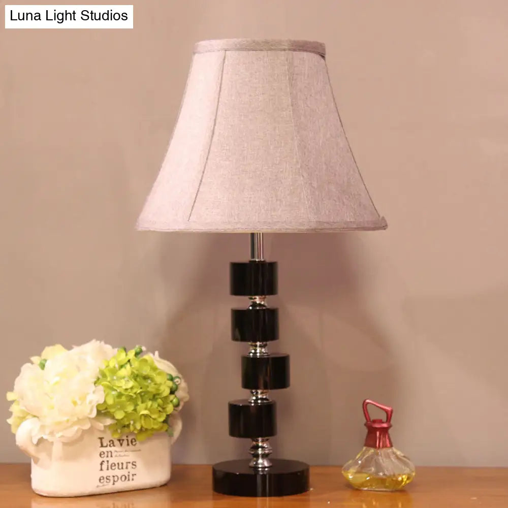 Modernist Crystal Nightstand Lamp For Bedroom - Bell Paneled 1-Head White Night Lighting