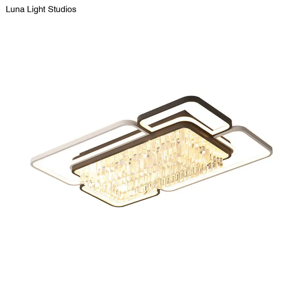 Modernist Crystal Prisms Led Ceiling Flush Mount Light - Black - White Flushmount For Living Room