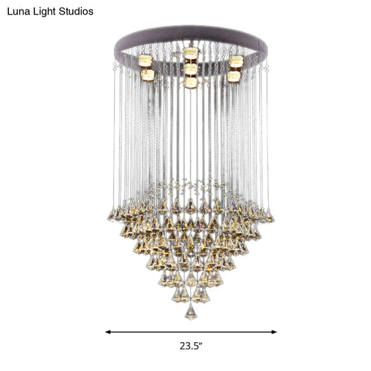 Modernist Cut Crystal Diamond Flush Light Fixture With 7 Nickel Ceiling - Mounted Heads