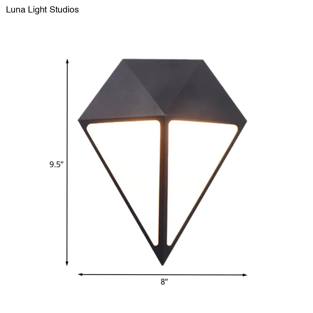 Modernist Diamond Led Sconce Light Fixture - Metallic Wall Mount Lamp In Black Multiple Options