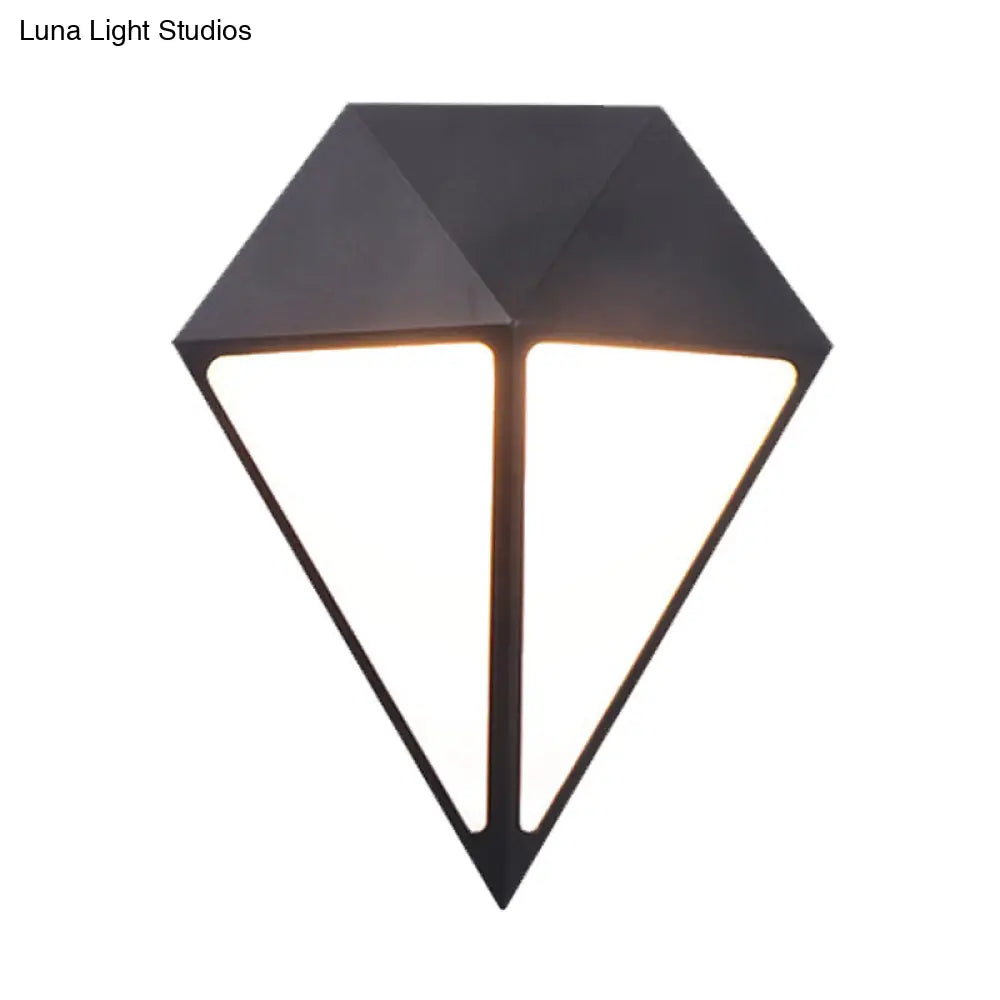 Modernist Diamond Led Sconce Light Fixture - Metallic Wall Mount Lamp In Black Multiple Options