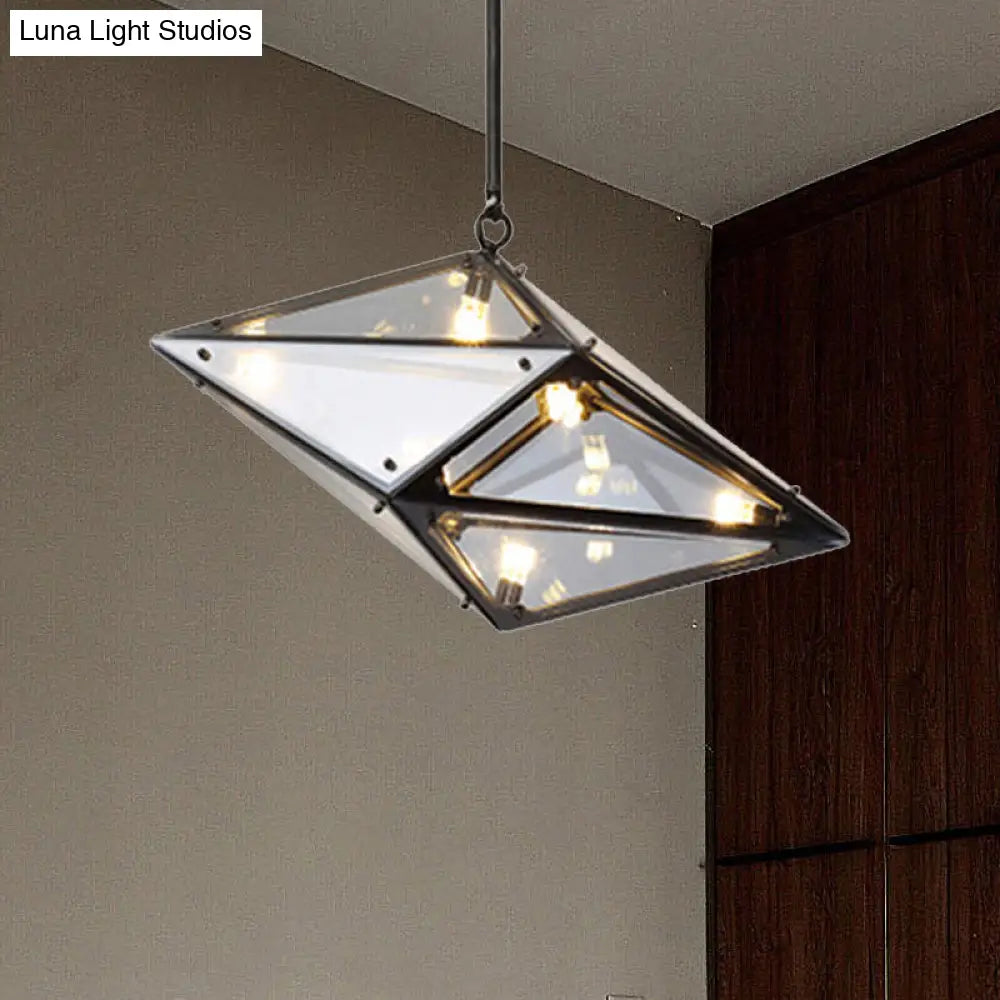 Modernist Diamond Pendant Lamp With Multi Lights - Amber/Smoke Glass Living Room Ceiling Light Led