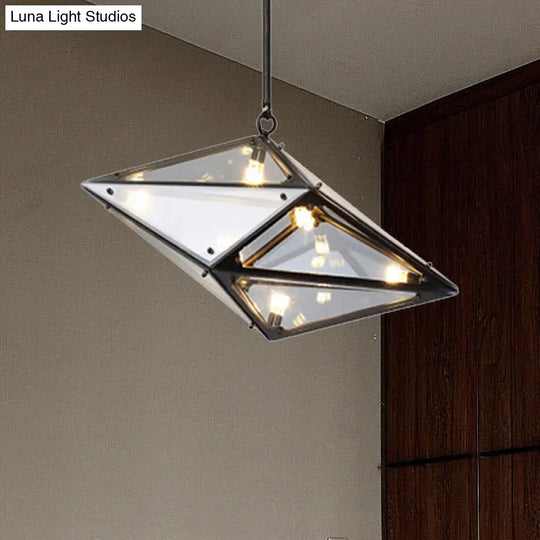 Modernist Diamond Pendant Lamp With Multi Lights - Amber/Smoke Glass Living Room Ceiling Light Led